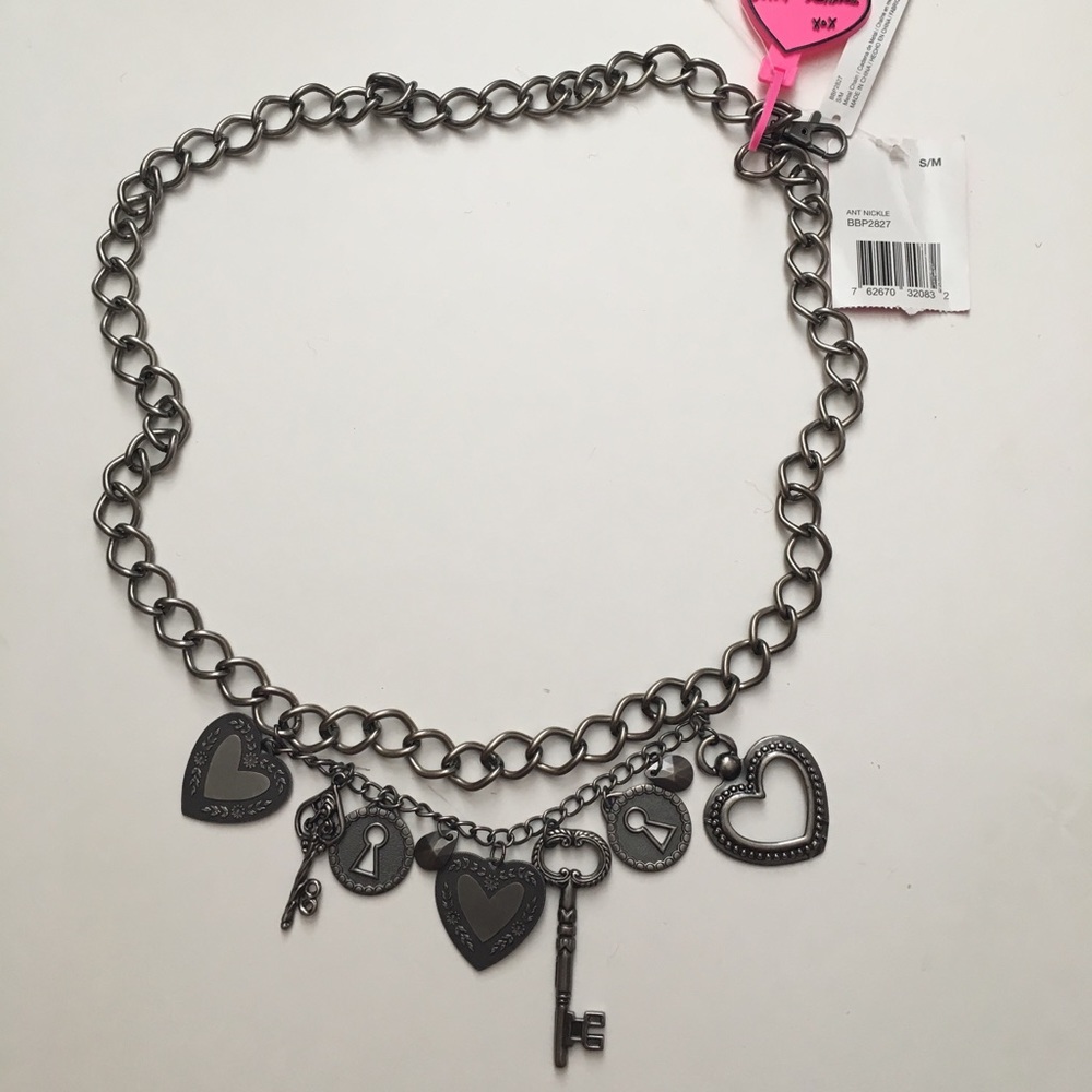 NWT Betsey Johnson Antique Nickle Chain belt. S/M